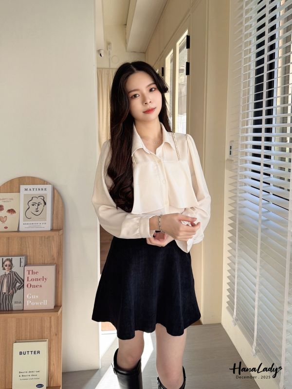 WQA06 金蔥麻花波浪雪紡上衣 