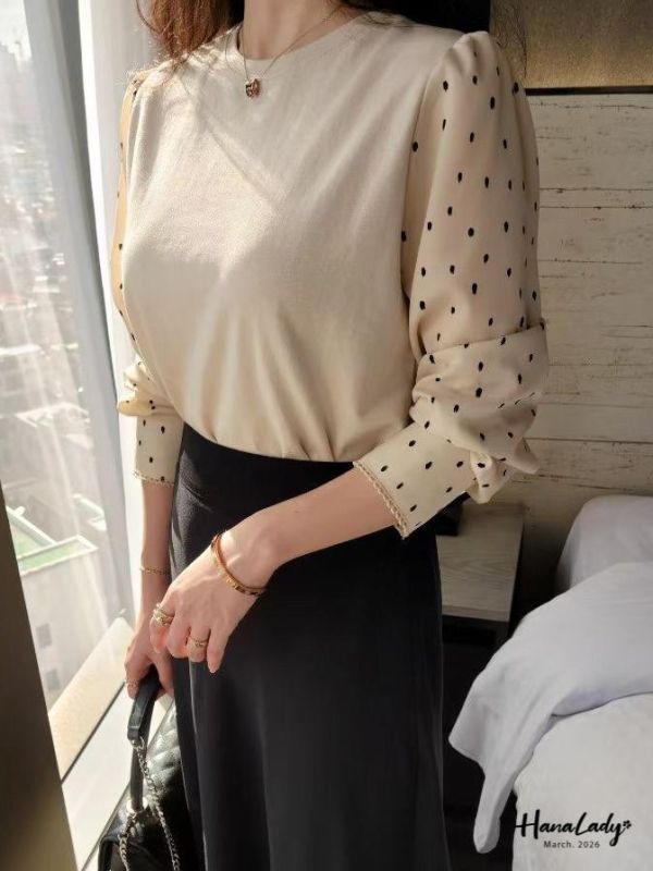 LSA03 點點雪紡袖棉質上衣 