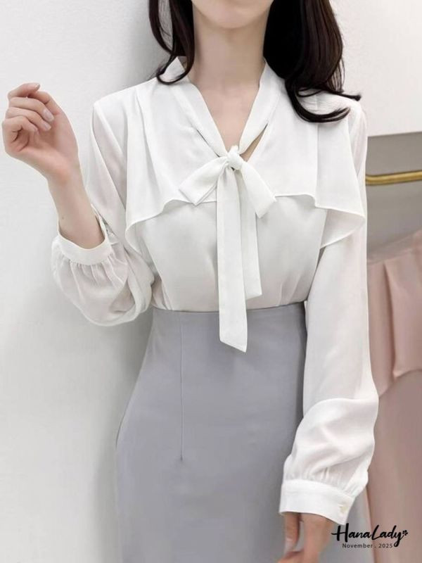 WJA91 浪漫斗篷領雪紡衫 