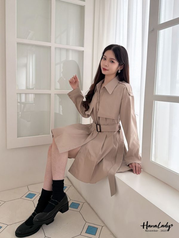 WJA60 精緻女孩的收腰百摺短洋 