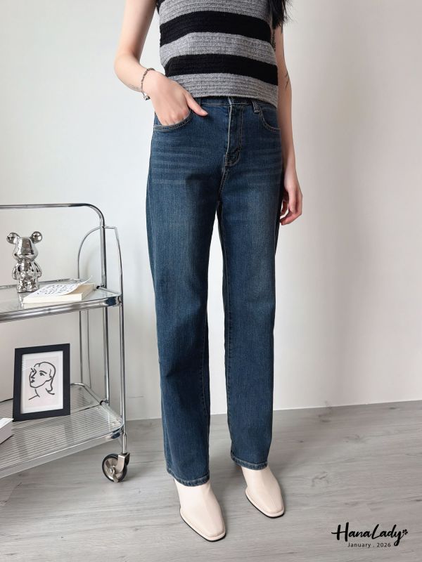 LEB11 簡約韓系直筒丹寧褲 