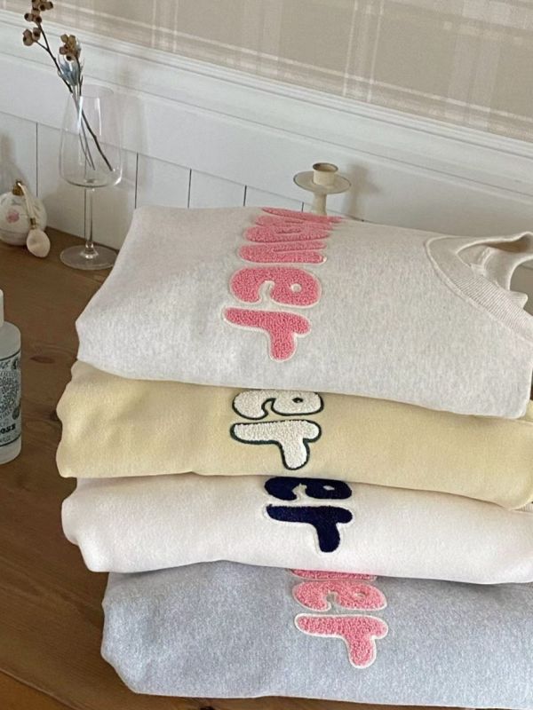 WQA02 配色羊羔毛字母刷毛T 