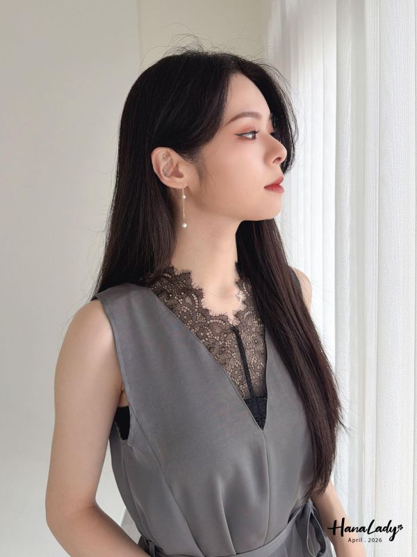 LFA26 高質感蕾絲V領背心長洋 