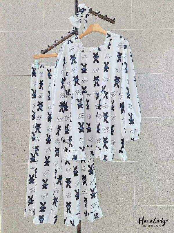 WTA93 三件組兔兔髮帶睡衣 