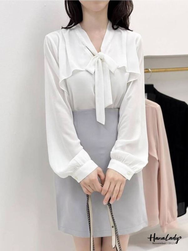 WJA91 浪漫斗篷領雪紡衫 