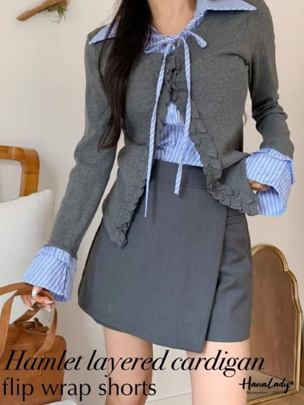 WJA69 y2k風超美直條拼接上衣 