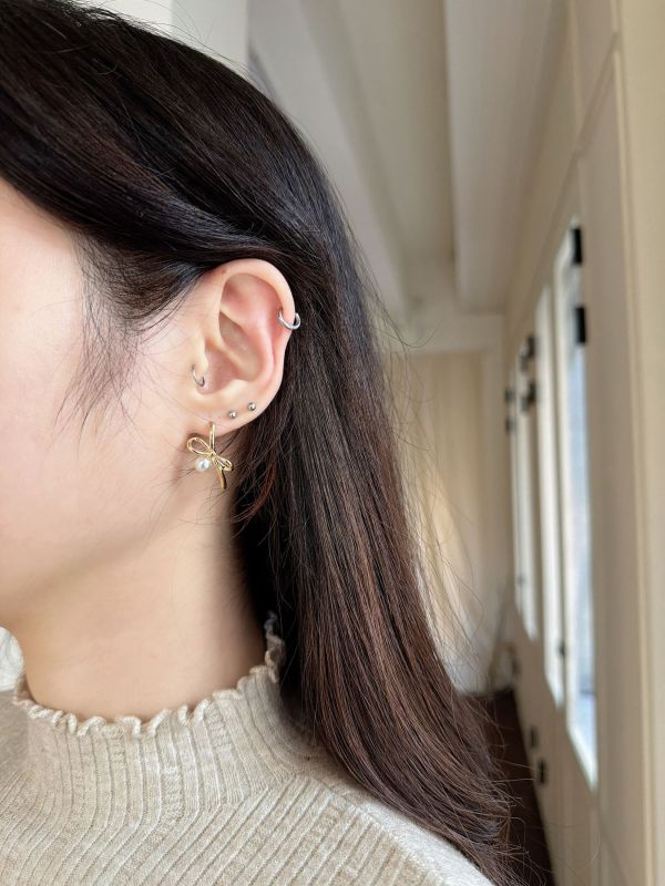 WQB41 氣質扭結珍珠耳環 