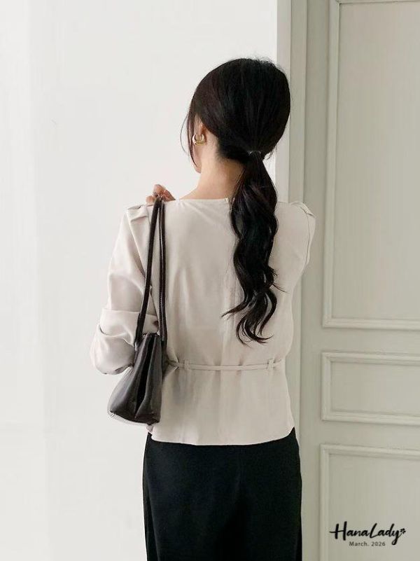 LSA36 知性百摺釦帶上衣 