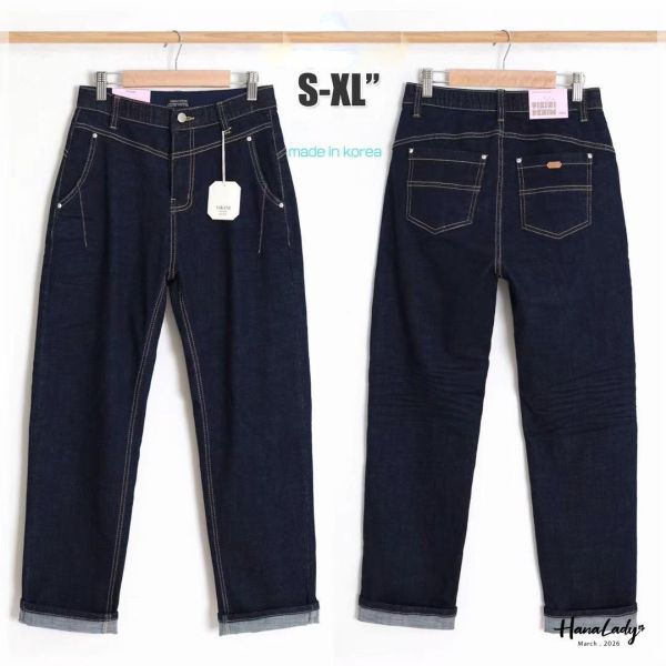 LSA53 車線感反摺設計丹寧褲 