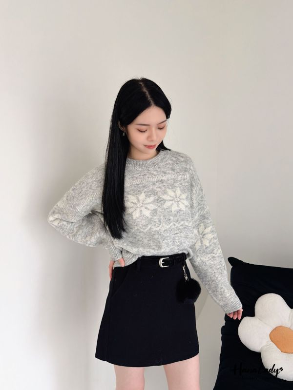 LEA93 冬季混線雪花針織上衣 