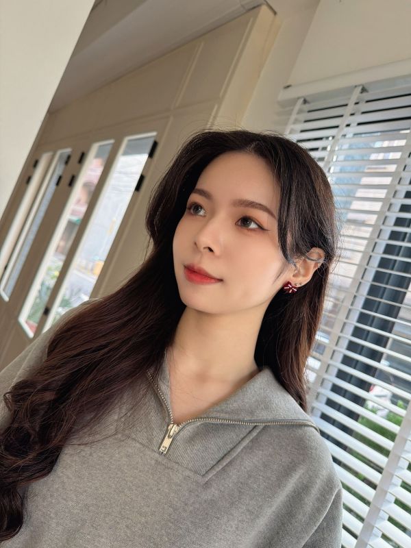 WQB44 毛呢珍珠細鑽蝴蝶結耳環 