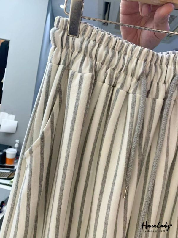 WKA53 休閒直條抽繩棉褲 