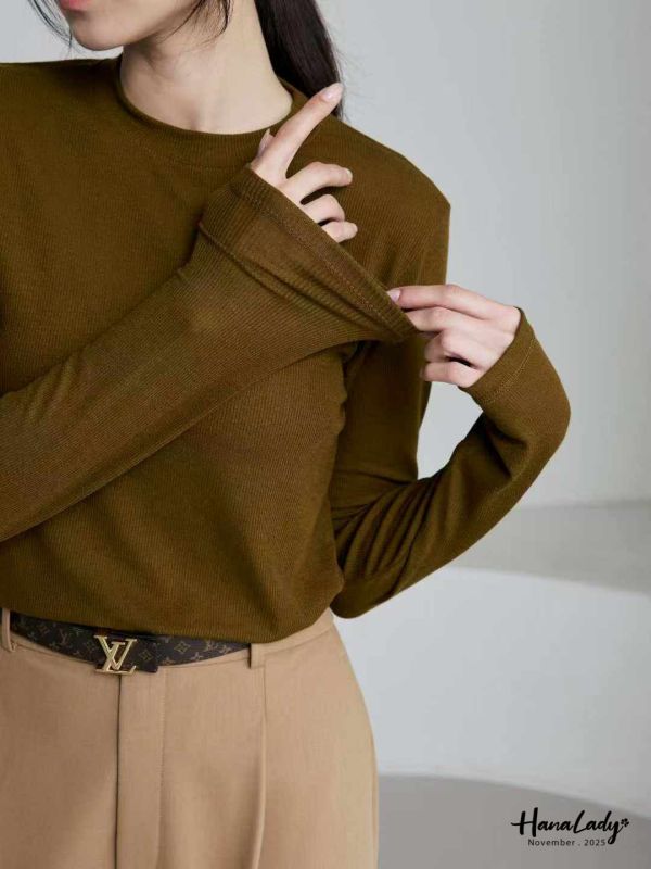 WJA68 百搭細坑條親膚圓領T 