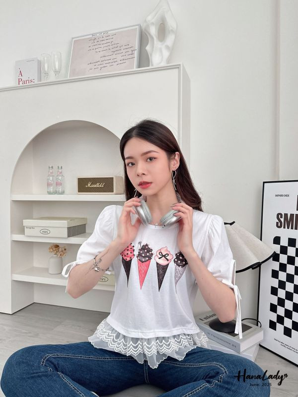 WLA61 甜美冰淇淋蕾絲上衣 