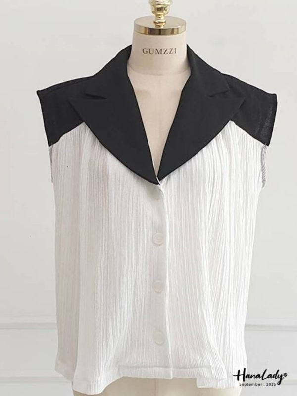 WKA12 三角翻領剪裁設計款上衣 