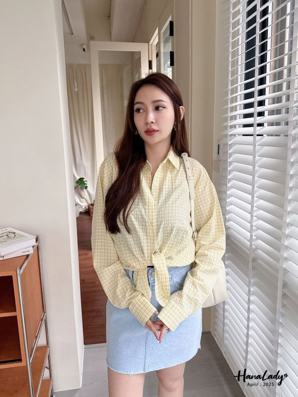 WFA49 格子壓紋襯衫 正韓 韓國服飾 韓國連線