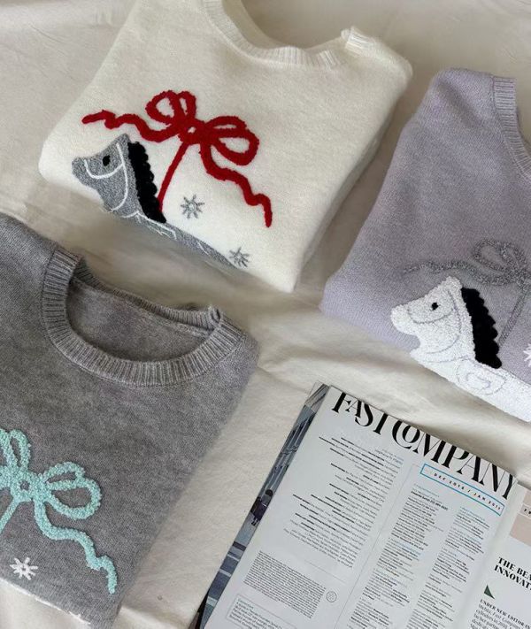 WQB03 刺繡旋轉木馬針織上衣 