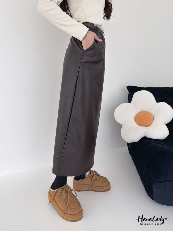 WJA14 超美簡約百搭皮長裙 