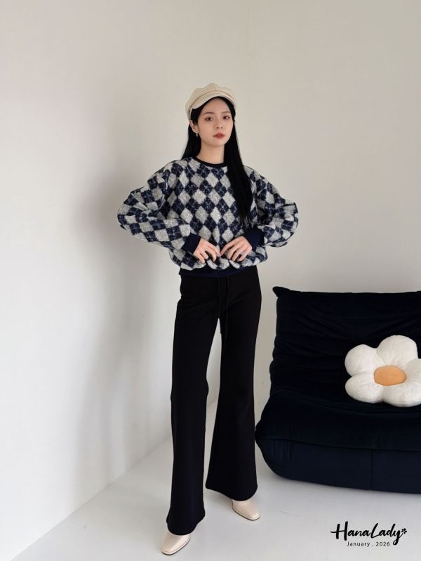 LEB10 暖呼呼微厚棉絨休閒喇叭褲 