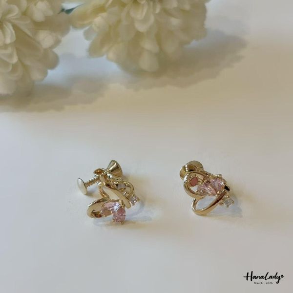 LSA71 愛心小鑽耳夾式耳環 