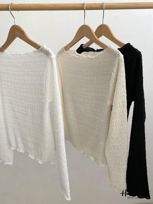 LSA57 微透拷克邊內搭上衣 