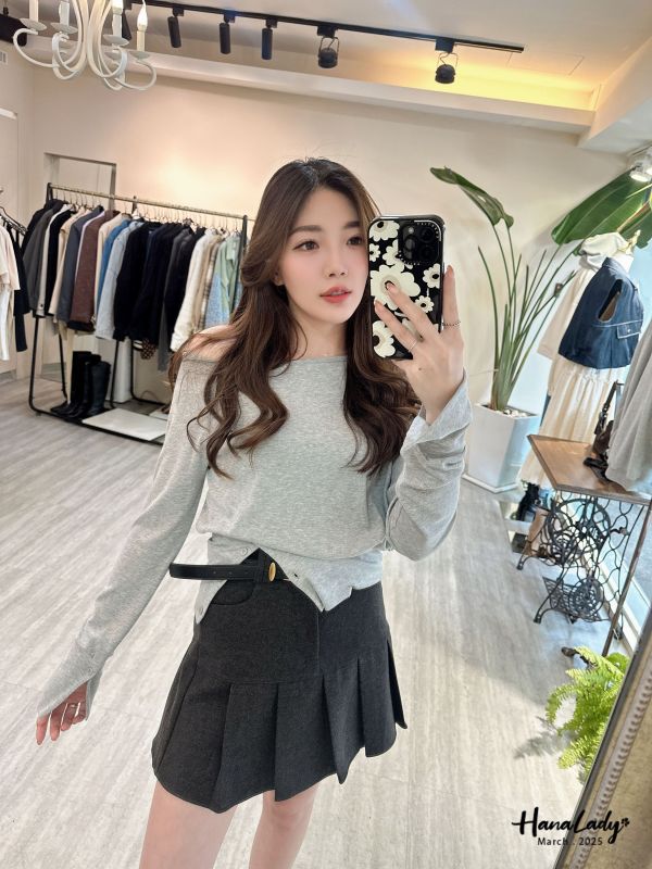 WSA42 斜領下開岔設計上衣 