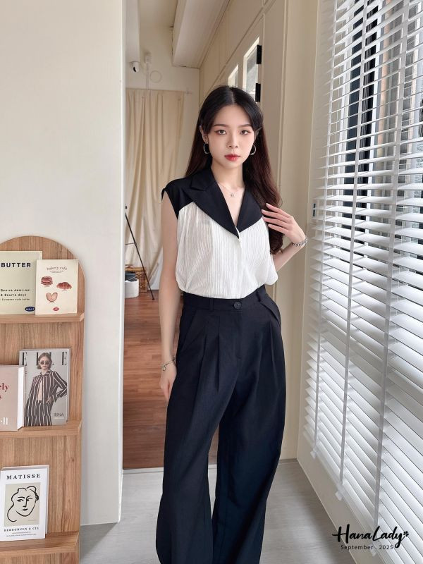 WKA12 三角翻領剪裁設計款上衣 