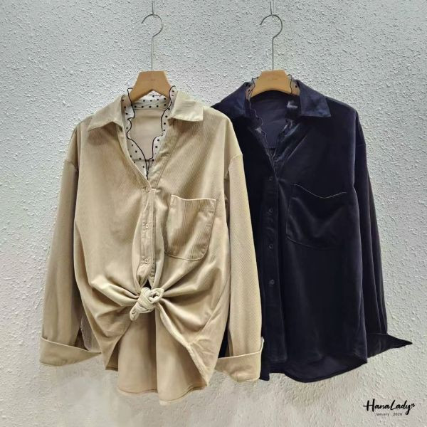 LEA22 點點紗極細燈心棉絨衫 