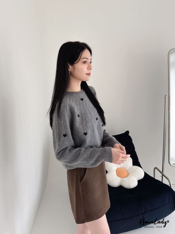 LEA68 絨布愛心親膚毛料針織上衣 