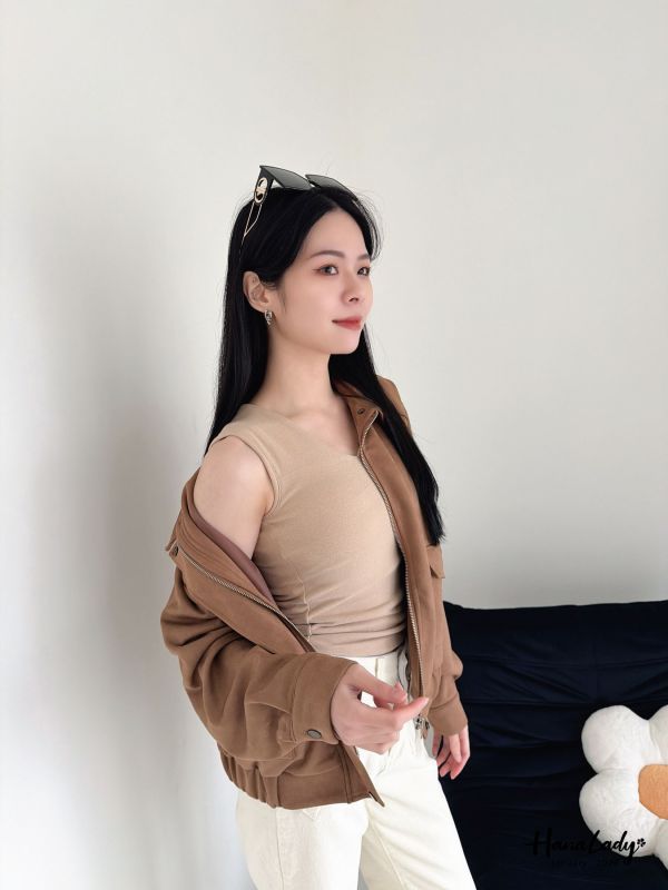 LEA96 厚墊親膚棉絨V領背心 