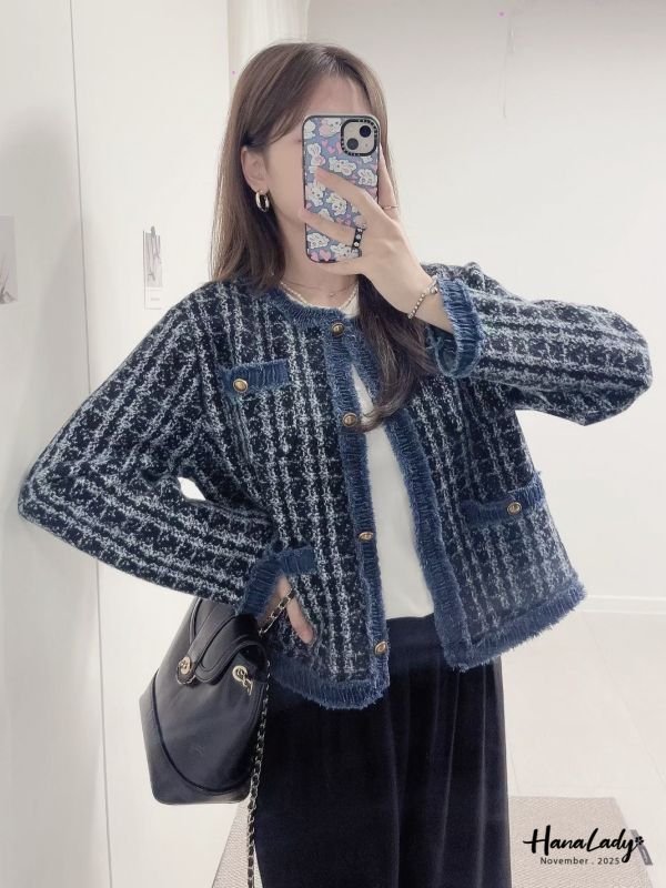 WJB08 牛仔滾邊小香風親膚外 