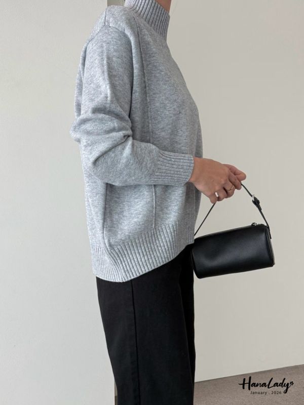 LEA86 簡約立領線條針織上衣 