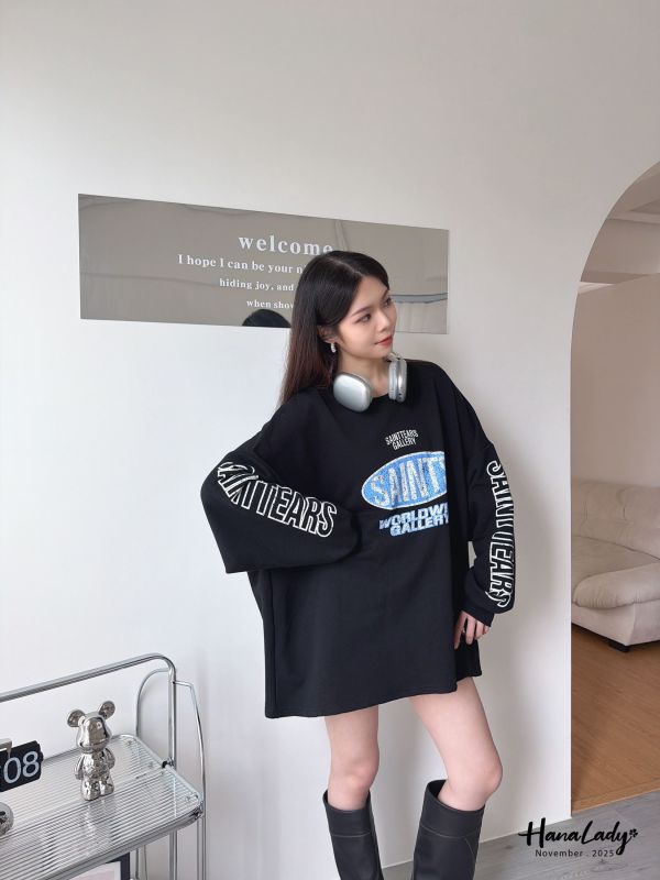 WJB07 長版美式印花字母T 