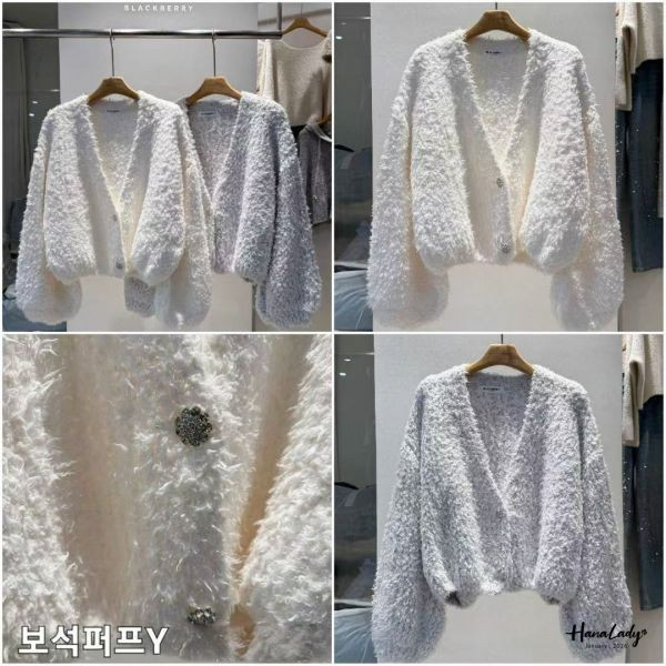 LEA17 閃亮亮鑽石釦QQ針織上衣 