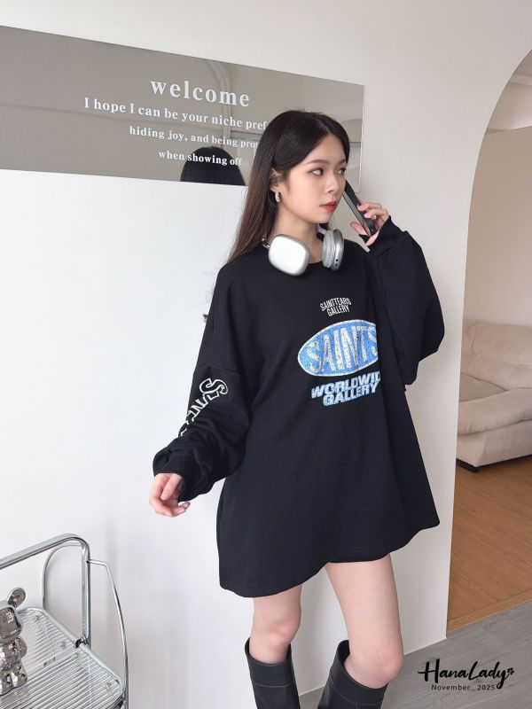 WJB07 長版美式印花字母T 