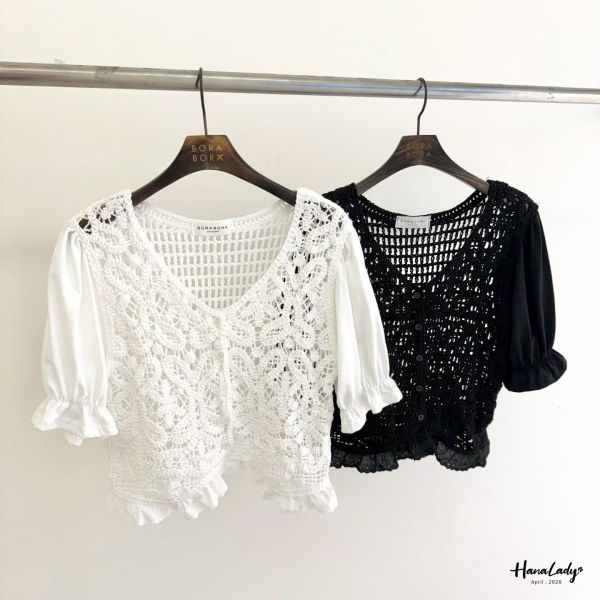 LFA12 高質感雕花布蕾絲上衣 