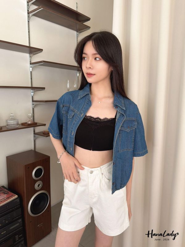 LLA41 春夏縮口丹寧衫 