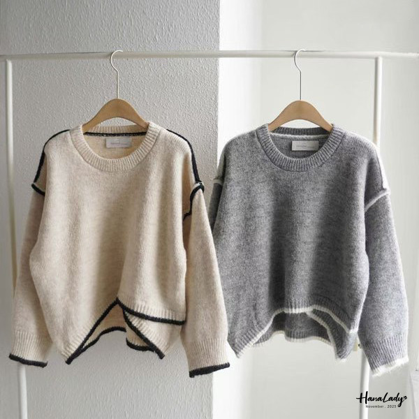 WJB39 不規摺線條針織上衣 