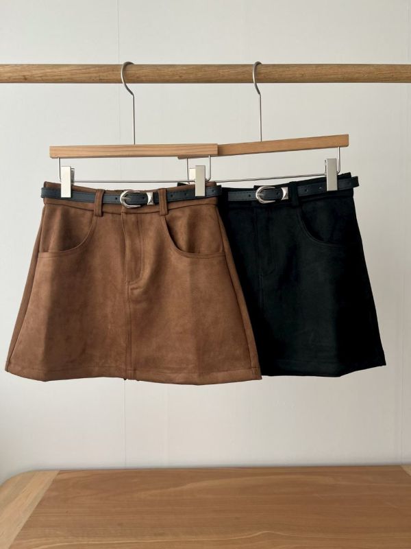 WQA27 好舒服附腰帶麂皮褲裙 