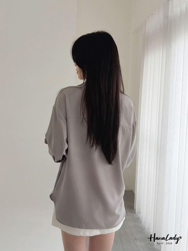 LFA02 釦袖設計翻領休閒雪紡西外 