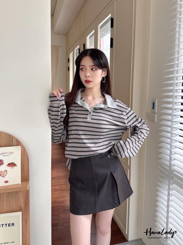 WKA30 秋冬配色休閒條紋衫 