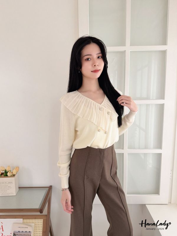 LEA09 親膚細針織拼接雪紡上衣 