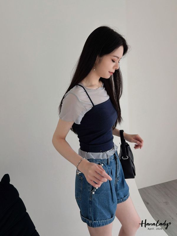 LFA44 兩件式甜美針織紗上衣 