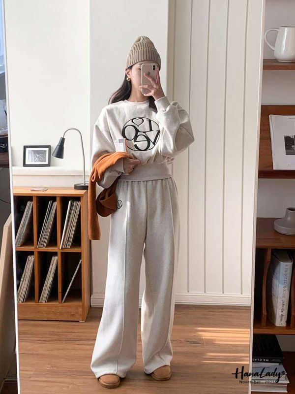 WJA93 暖暖內磨毛刺繡字母套裝 