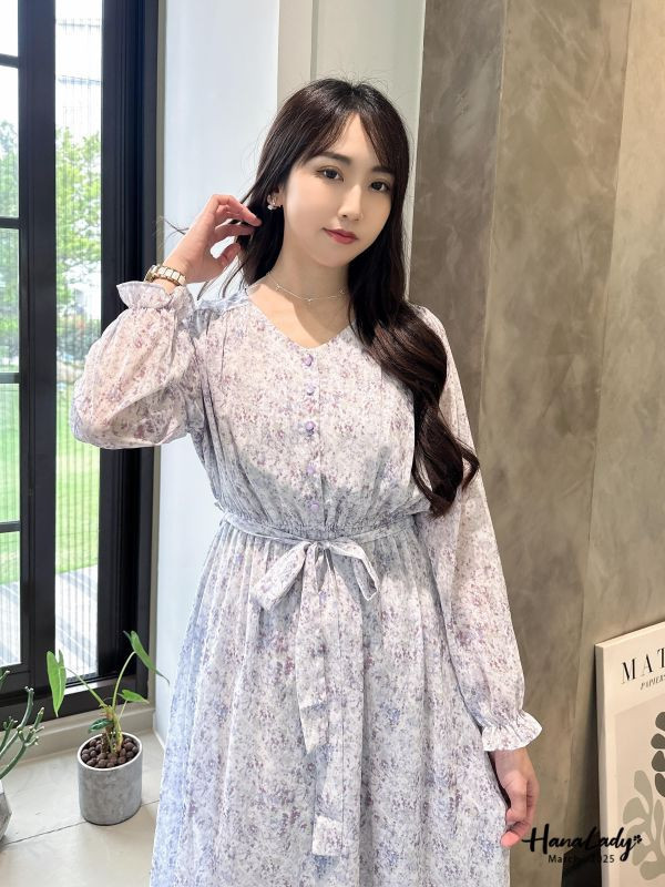 WSA51 仙女必備碎花綁帶長洋 