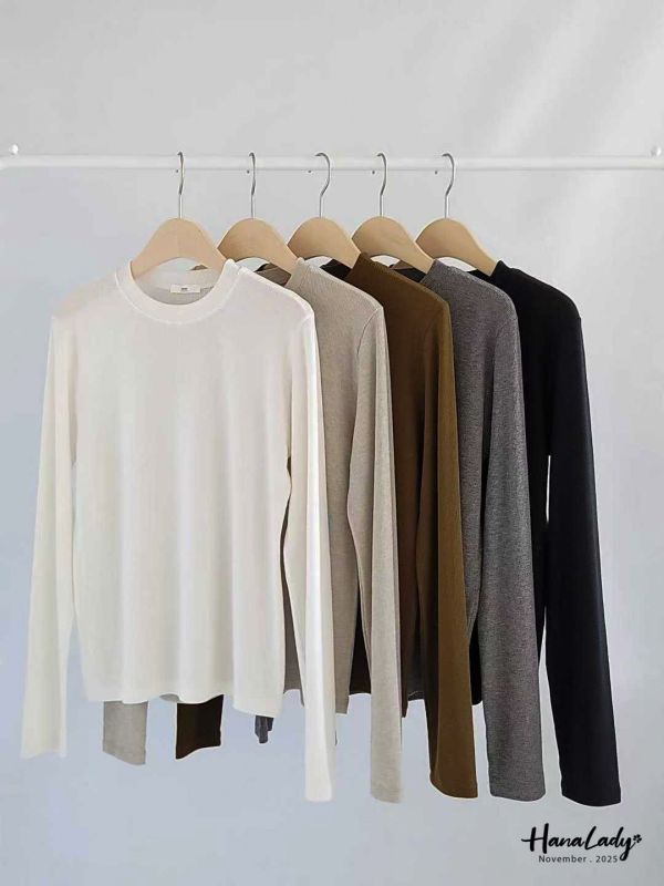 WJA68 百搭細坑條親膚圓領T 