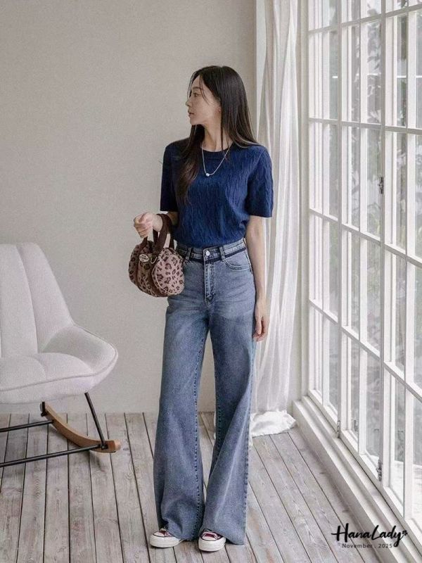 WJA32 造型深邊直筒丹寧褲 