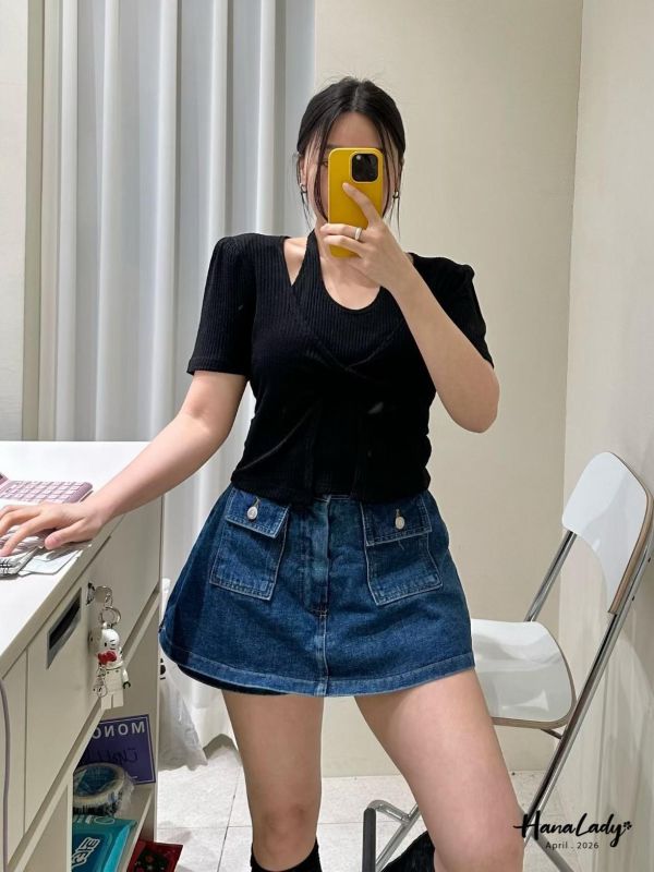 LFA38 簡約繞薄設計扭結上衣 