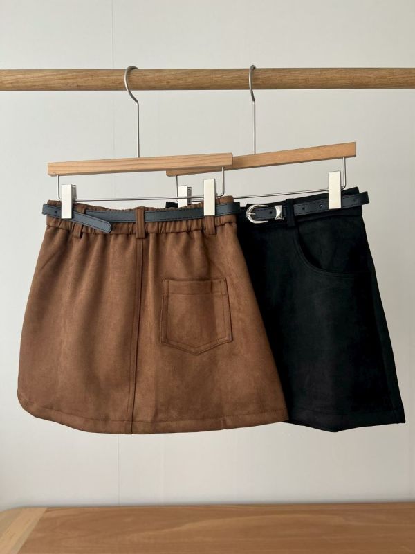 WQA27 好舒服附腰帶麂皮褲裙 