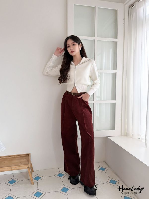 WJA64 超質感顯瘦收腰拉鍊上衣 